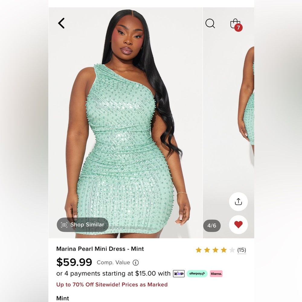 Marina Pearl Mini dress -mint